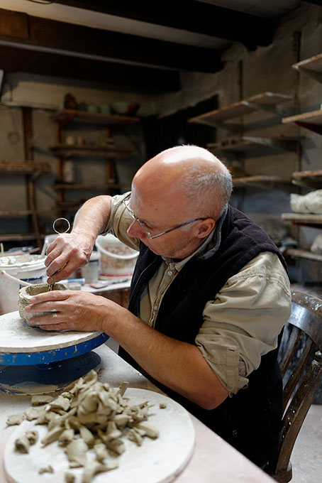 Margaret and Eddie Curtis working together in their studio in Co. Durham