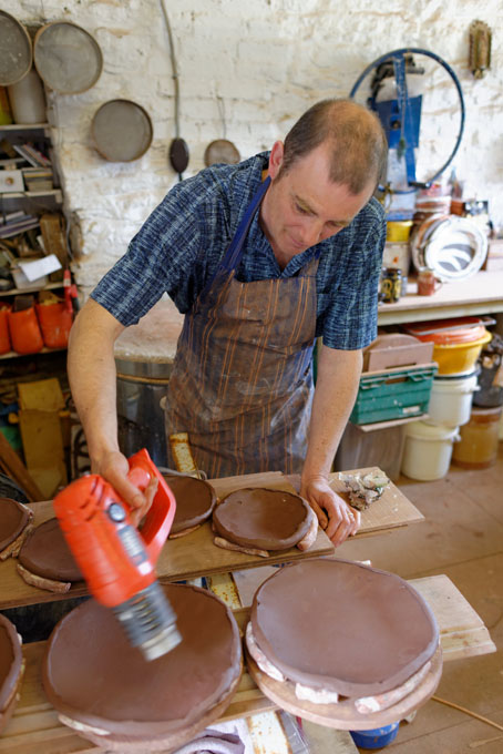 Dylan Bowen working at his studio in Tackley, Oxfordshire June 2014