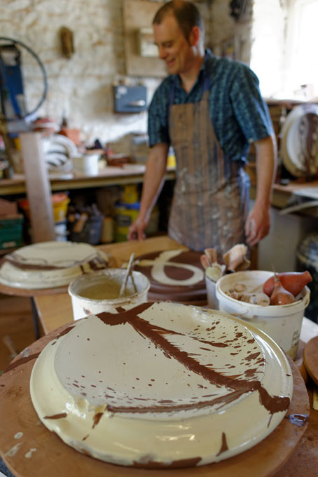 Dylan Bowen working at his studio in Tackley, Oxfordshire June 2014