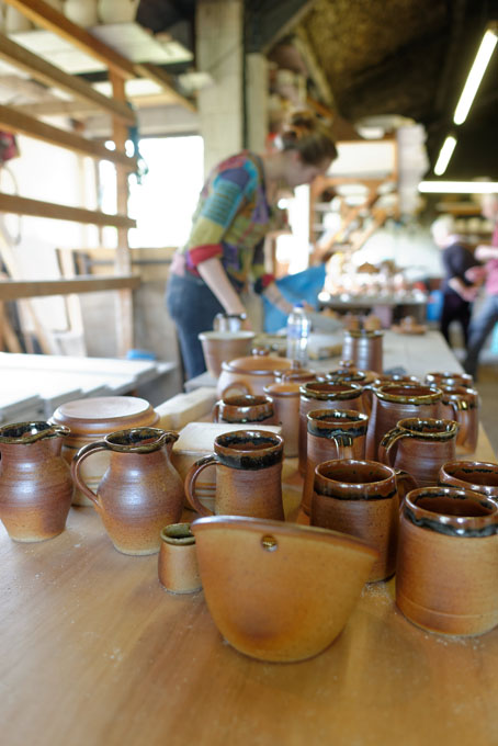 Muchelney Pottery 2014. John Leach’s pottery in Somerset. unpacking the kiln.