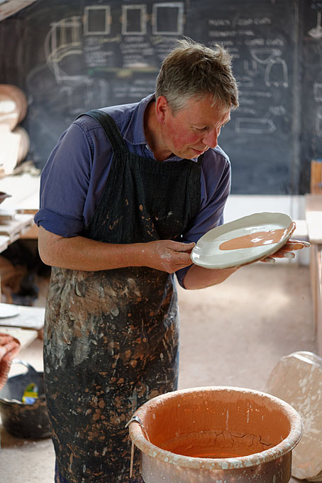 Nigel Lambert at work in his pottery in Gloucestershire 2014