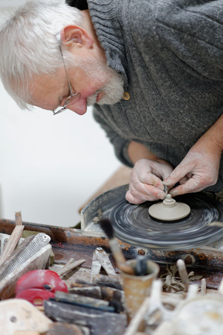 Walter Keeler in his studio at Penallt, 2014