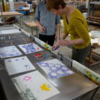 A visit to the Awagami Paper Factory in Awayamakawa, Shikoku Island. Jim and Laura had a go at making some sheets using coloured pulp