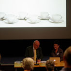 Ceramic Art London 2014 - The Duke of Devonshire talking here about sone teacups made by Kaori Tatebayashi