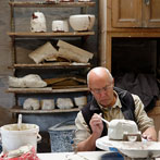 Margaret and Eddie Curtis working together in their studio in Co. Durham