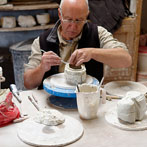 Margaret and Eddie Curtis working together in their studio in Co. Durham