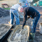 Kigbeare Kiln Project - Svend and Bjorn getting the insulation layer recipe just right.