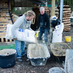 Kigbeare Kiln Project - Svend and Bjorn getting the insulation layer recipe just right.