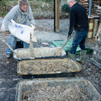 Kigbeare Kiln Project - Svend and Bjorn getting the insulation layer recipe just right.