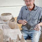 Mike Dodd making Teapots in his Pottery in Somerset 2014