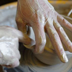 Muchelney Pottery 2014. John Leach’s pottery in Somerset. Mark Melbourne making lipped bowls.