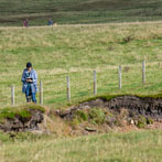 Laura drawing at Duncansby Head