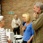 Micki Schloessingk, sally MacDonell and Phil Rogers at Oxford Ceramics Fair 2013