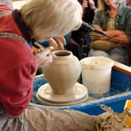 David Frith demonstrating at Oxford Ceramics Fair 2013