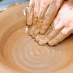 Paul Jessop at Barrington Pottery 2014 making a Pancheon