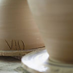 Richard Batterham at work in his pottery in Dorset