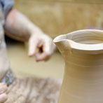 Tim Hurn working in his pottery in Dorset