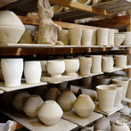Tim Hurn working in his pottery in Dorset