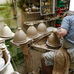 Tim Hurn working in his pottery in Dorset