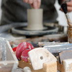 Walter Keeler in his studio at Penallt, 2014